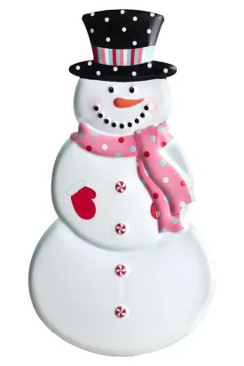 12" Metal Embossed Scarf Snowman: Pink