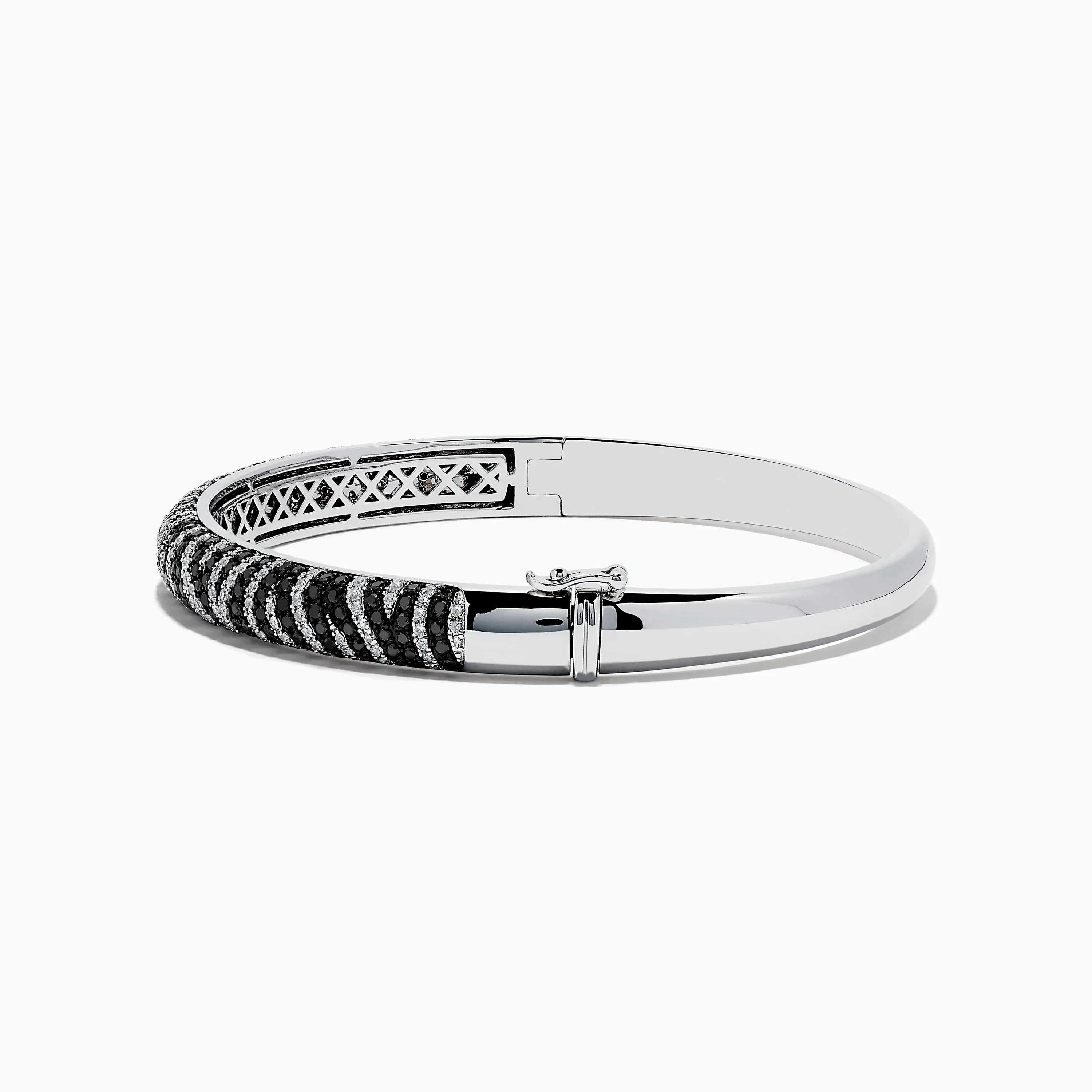 14k White Gold Black and White Diamond Zebra Print Bangle