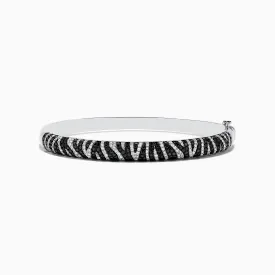 14k White Gold Black and White Diamond Zebra Print Bangle