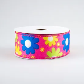 1.5" Bright Flowers Ribbon: Fuchsia (10 Yards)