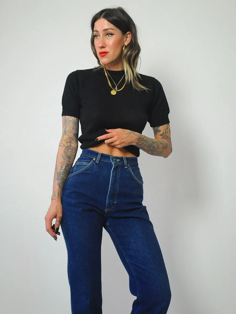 1960's Thin Black Cropped Sweater