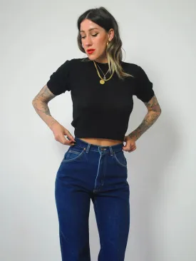 1960's Thin Black Cropped Sweater