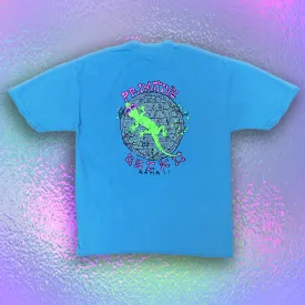 1988 Primitive Gecko - 1980s Neon Blue Razz Single Stitch Tee