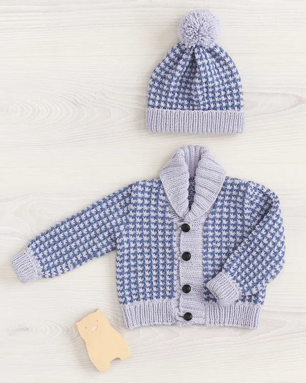 456 Houndstooth Cardi & Beanie