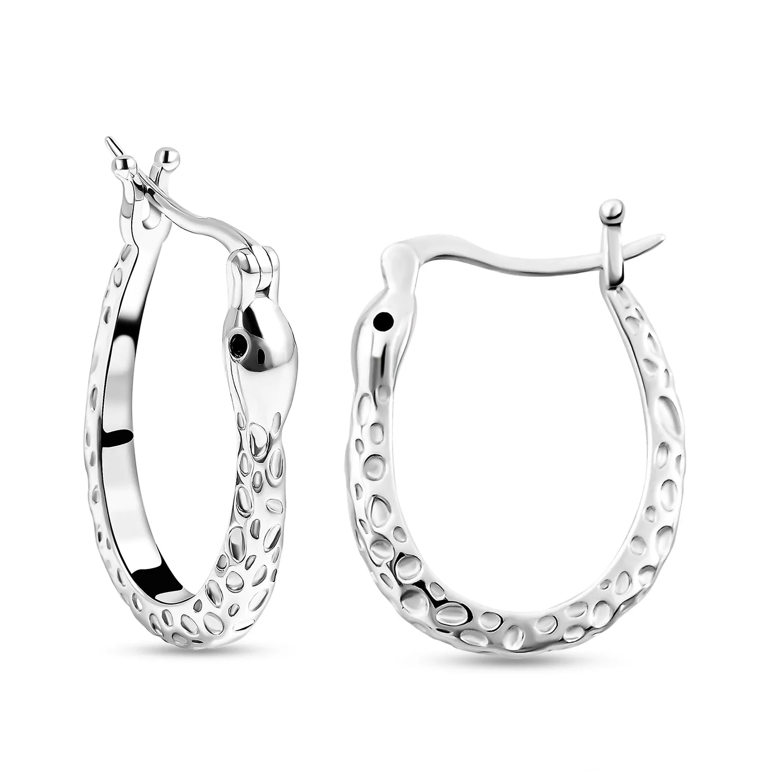 Allegro Snake Hoop Earrings with Black Spinel