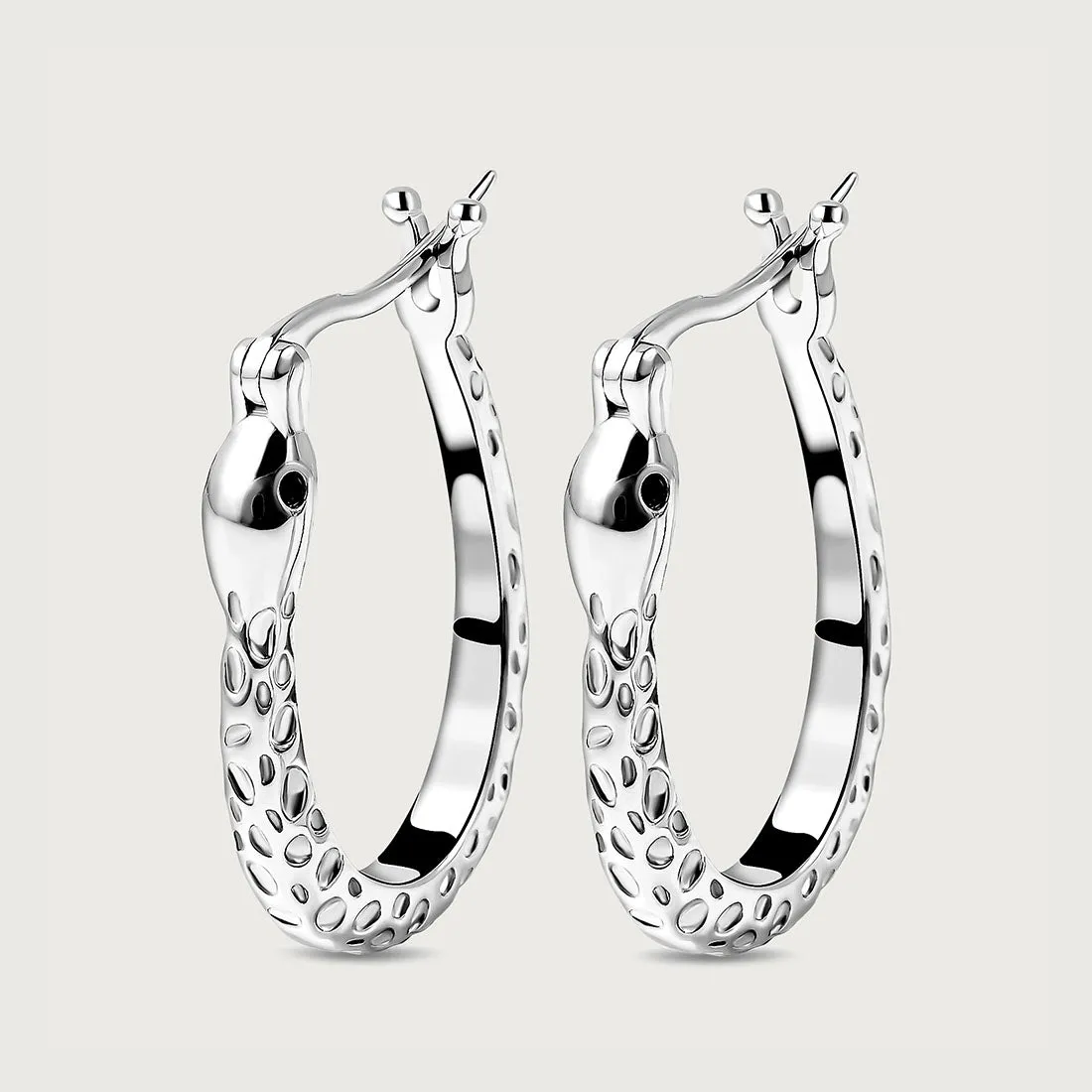 Allegro Snake Hoop Earrings with Black Spinel