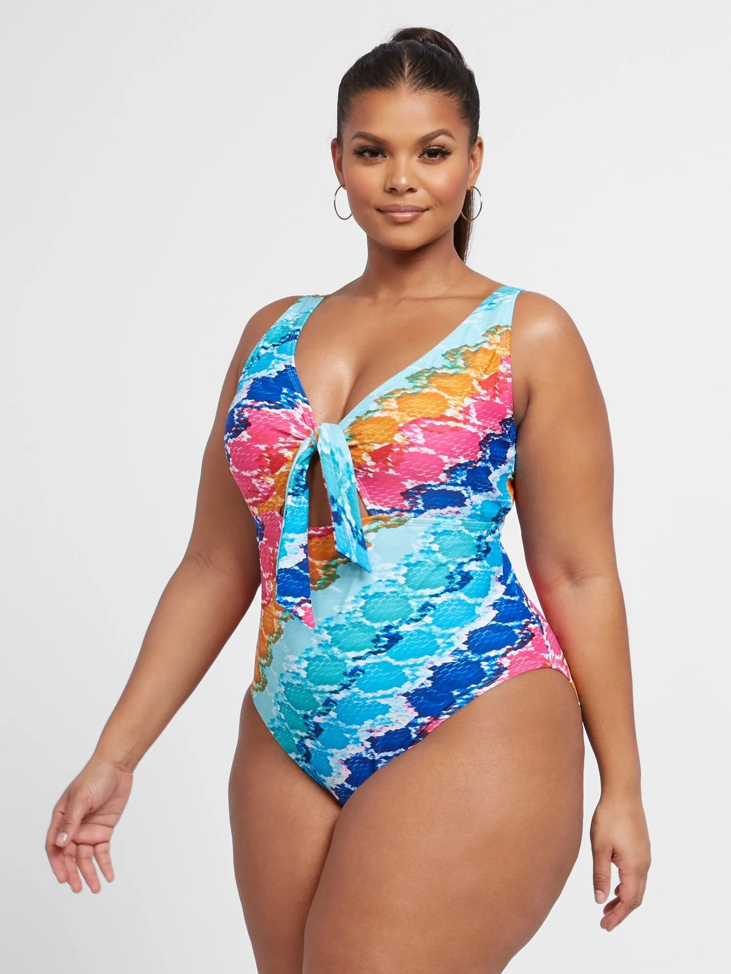 Amanda Multicolor Snake Print One-Piece Swimsuit