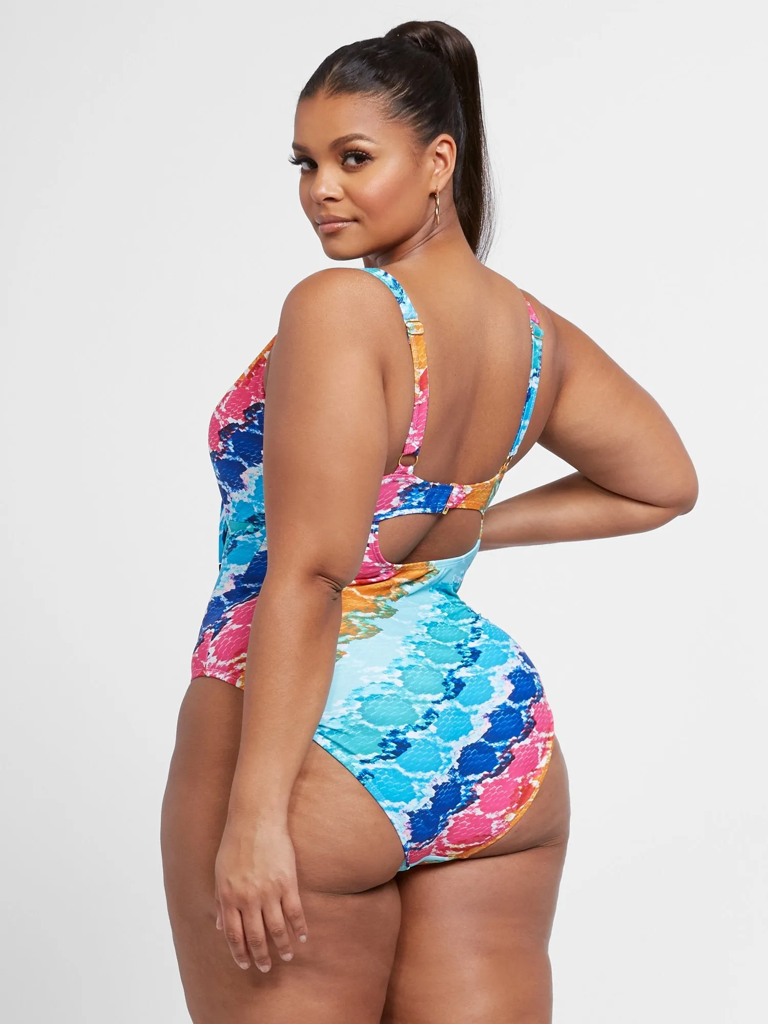 Amanda Multicolor Snake Print One-Piece Swimsuit