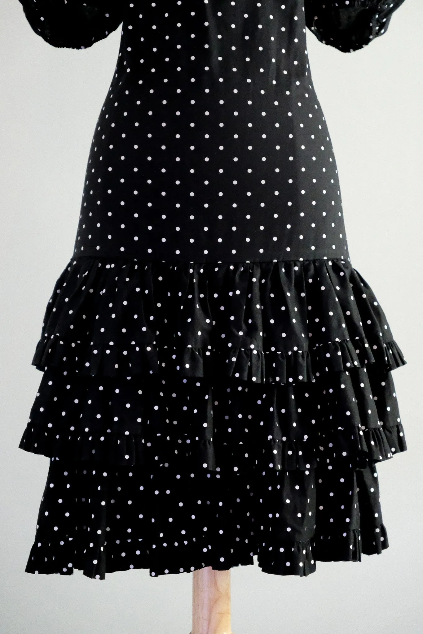 Amazing Early 1980's Black & White Polka Dot Dress by Fred Lansac / Sz M