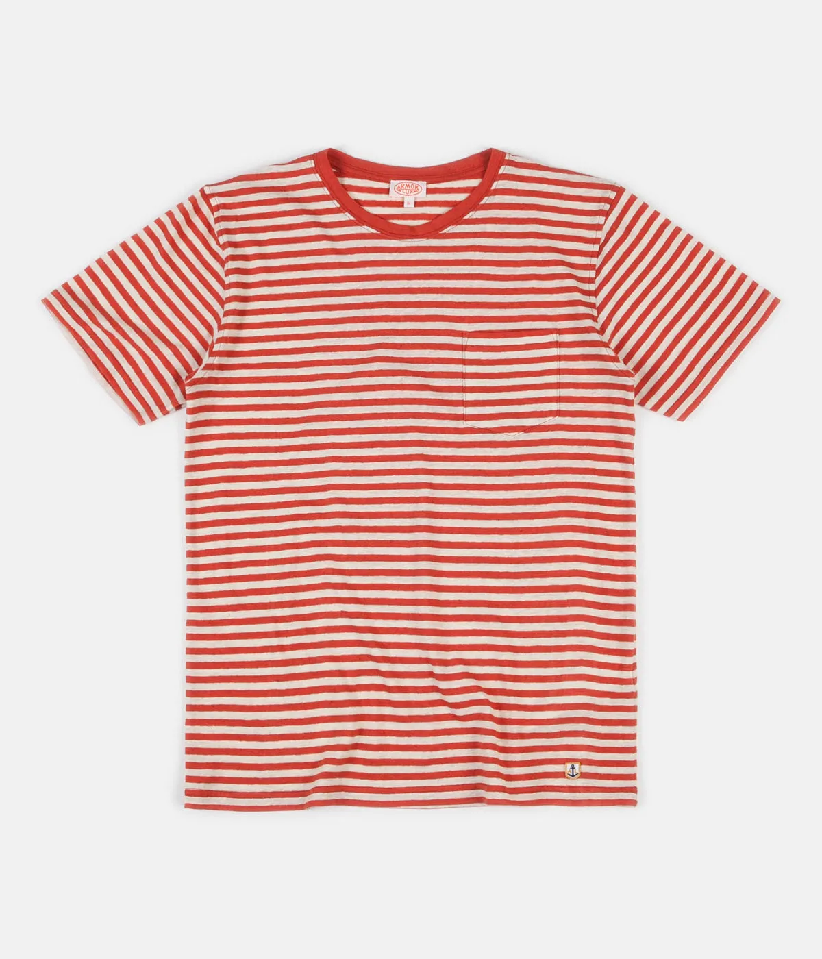 Armor Lux Heritage Striped Pocket T-Shirt - Orange Henna / Nature