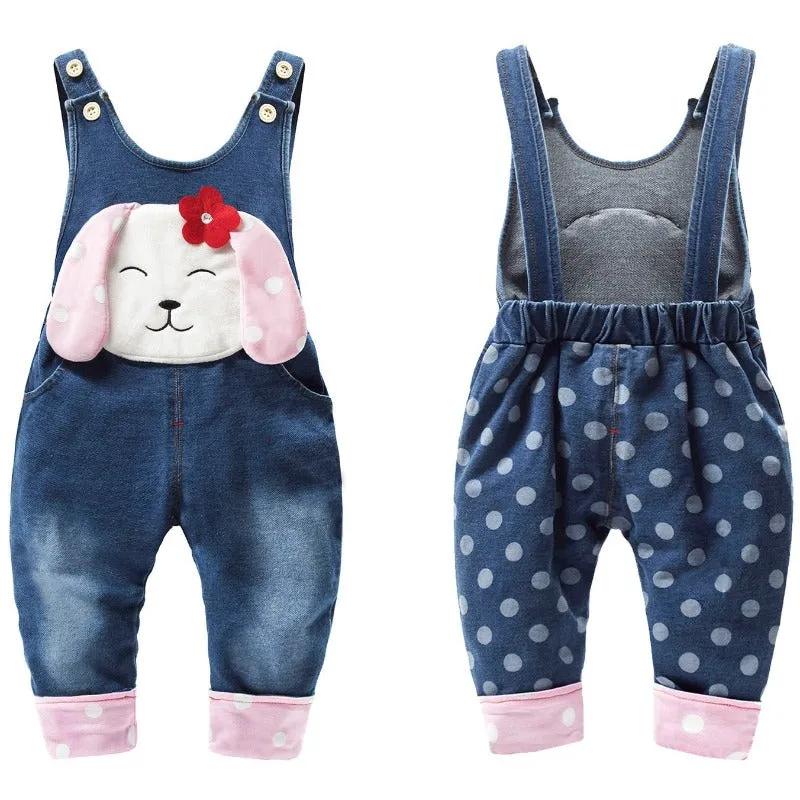 Baby Jean Overalls 3D Cartoon Dog Pattern