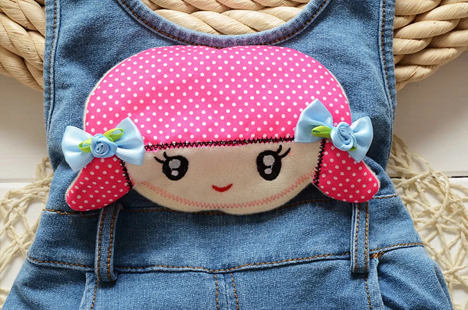 Baby Thermal 3D Cartoon Soft Knitted Wearproof Jeans Overalls