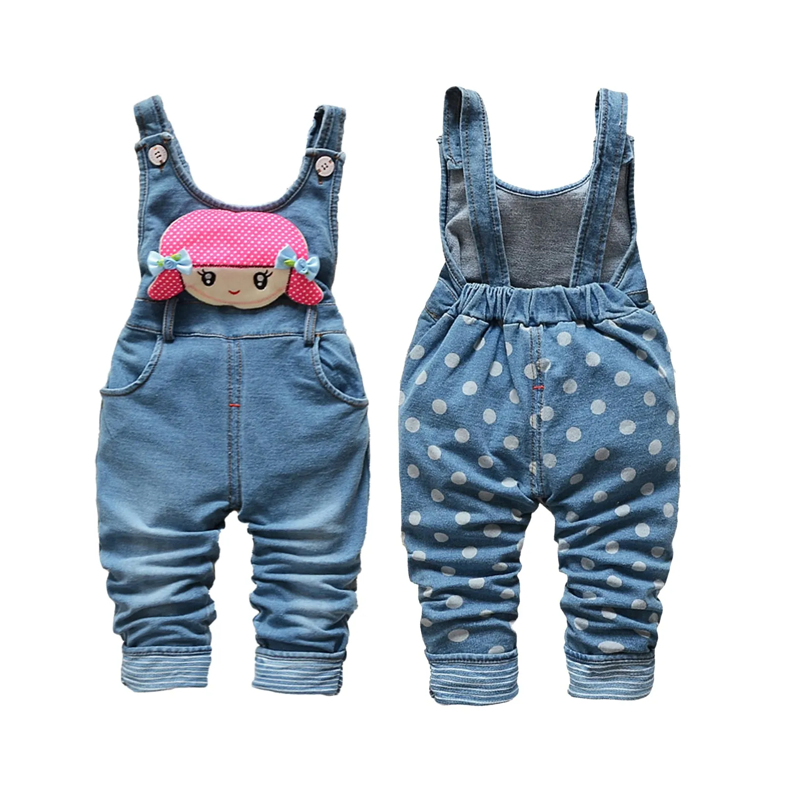 Baby Thermal 3D Cartoon Soft Knitted Wearproof Jeans Overalls