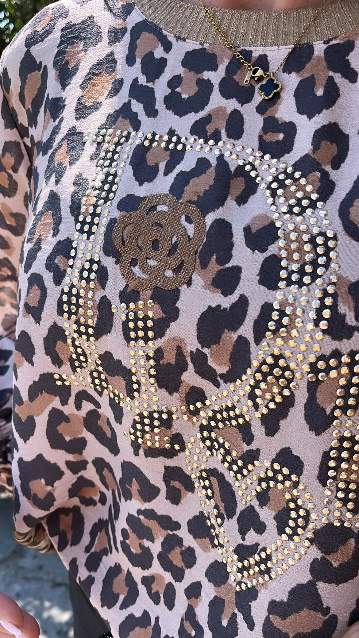 Bailey Leopard Gold Trim Top