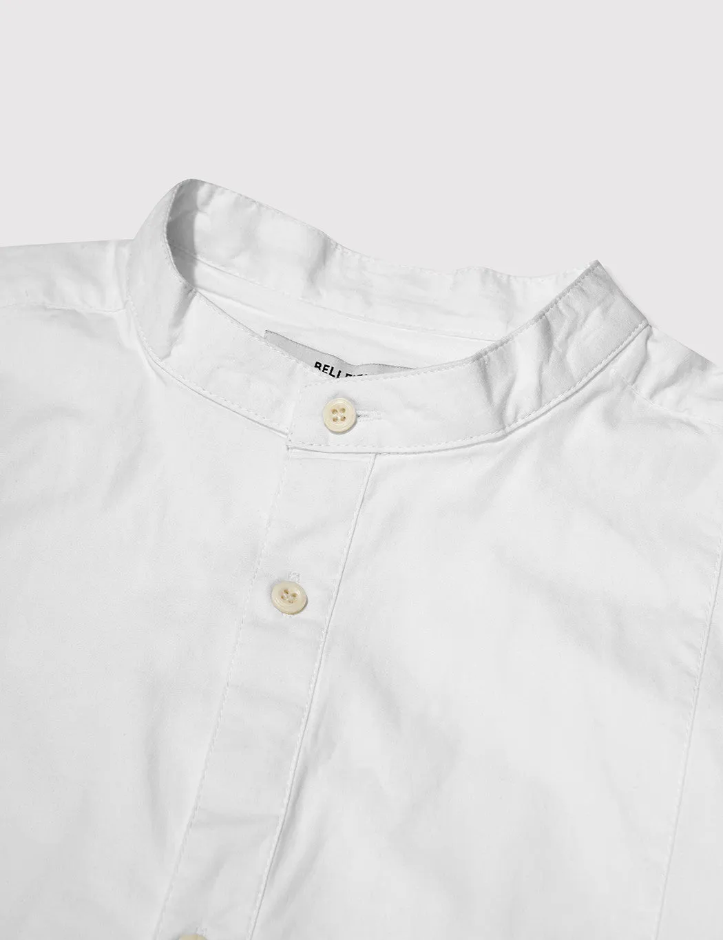 Bellfield Principle Longline Grandad Shirt - White