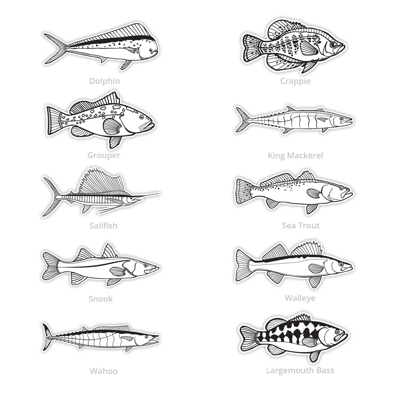 Black & White Gamefish Bumper Stickers