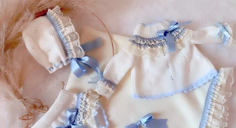 Blue and Cream Knit Set