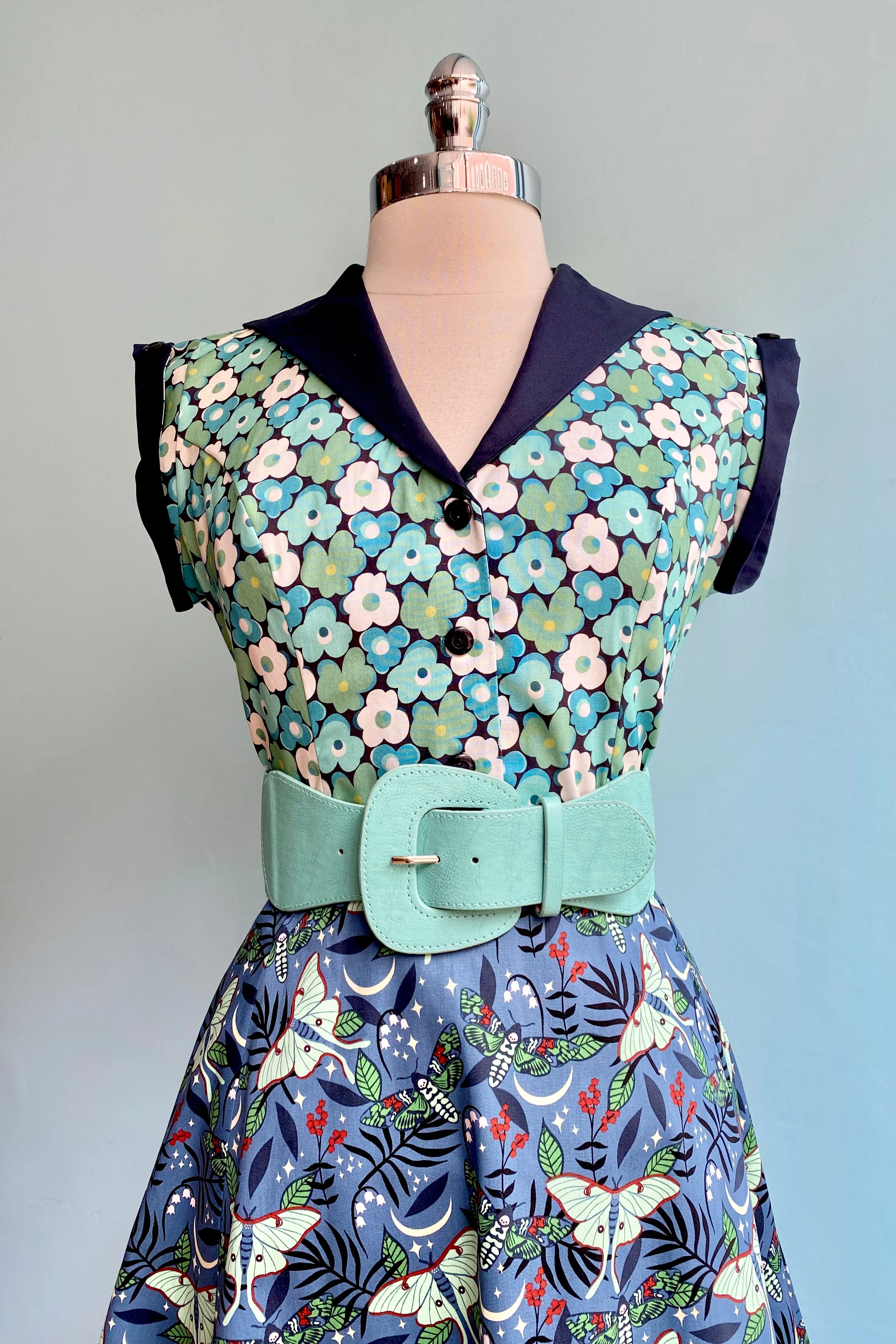 Blue Mod Floral Erika Blouse by Heart of Haute