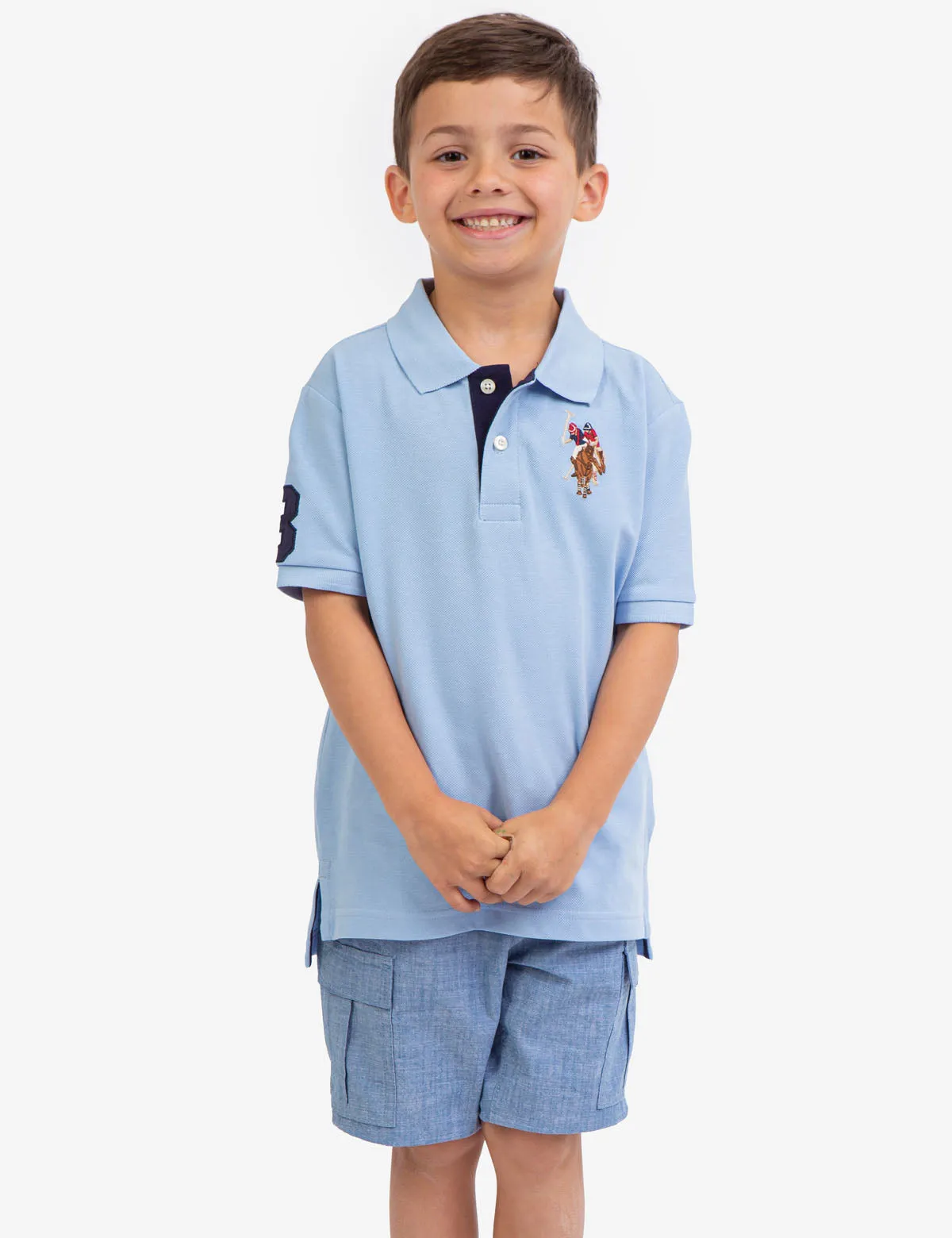 BOYS MULTI COLOR LOGO PIQUE POLO SHIRT