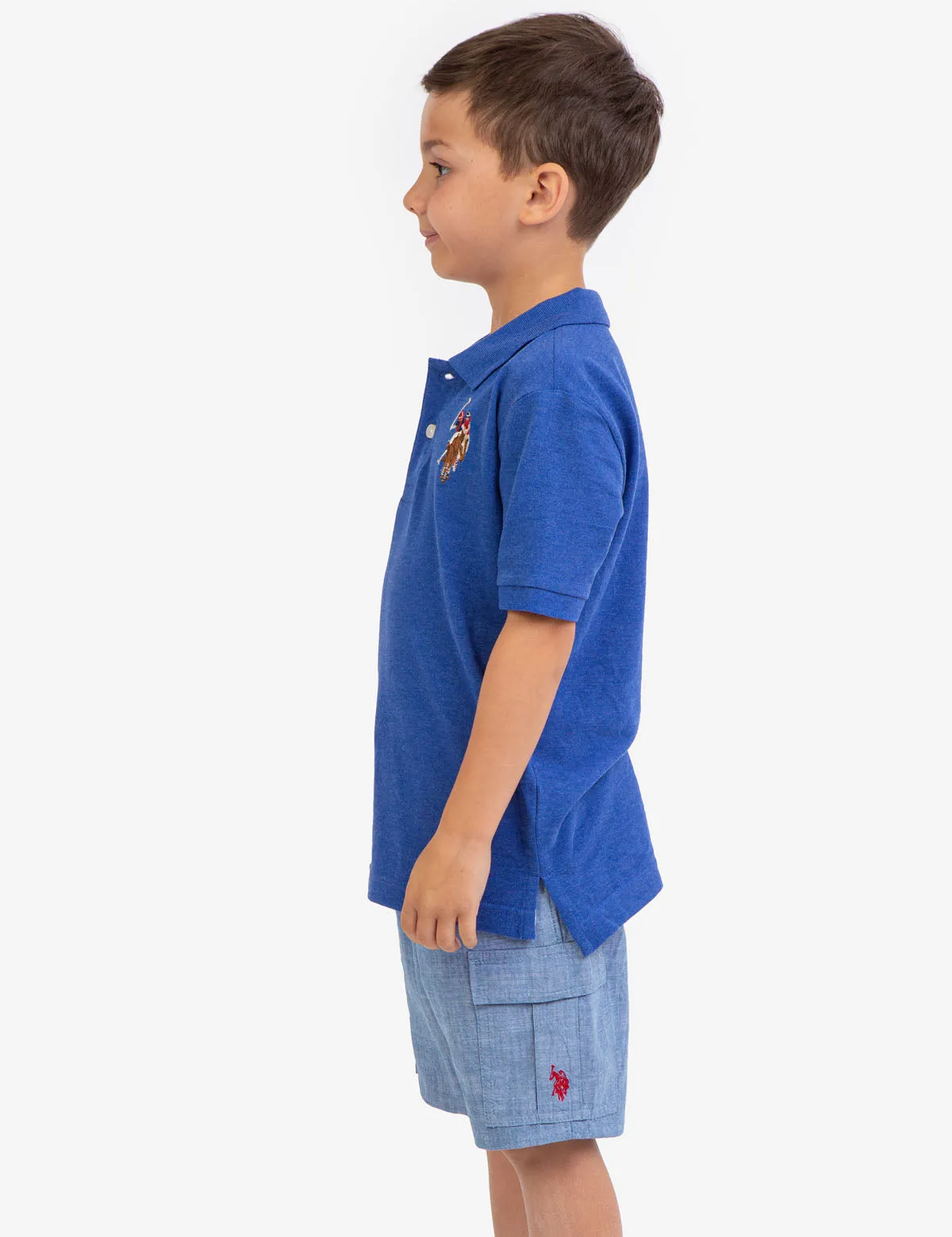 BOYS MULTI COLOR LOGO PIQUE POLO SHIRT