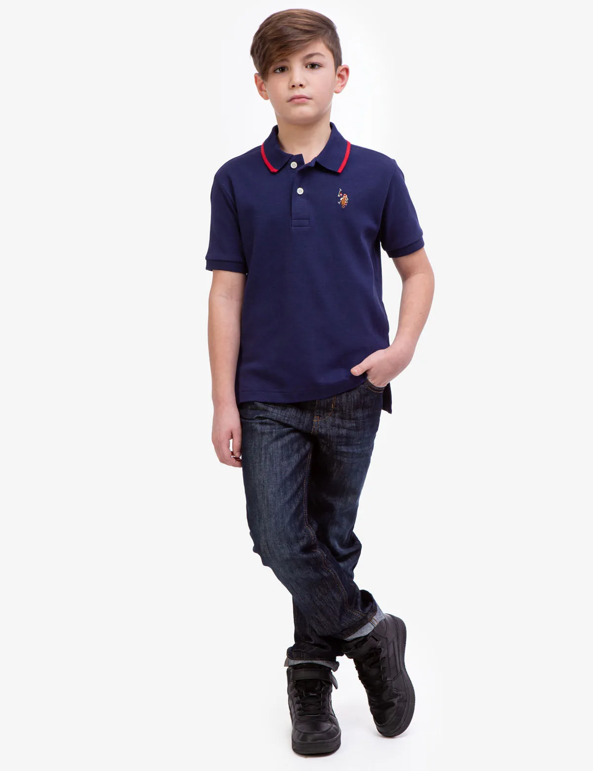 BOYS SOLID INTERLOCK POLO SHIRT