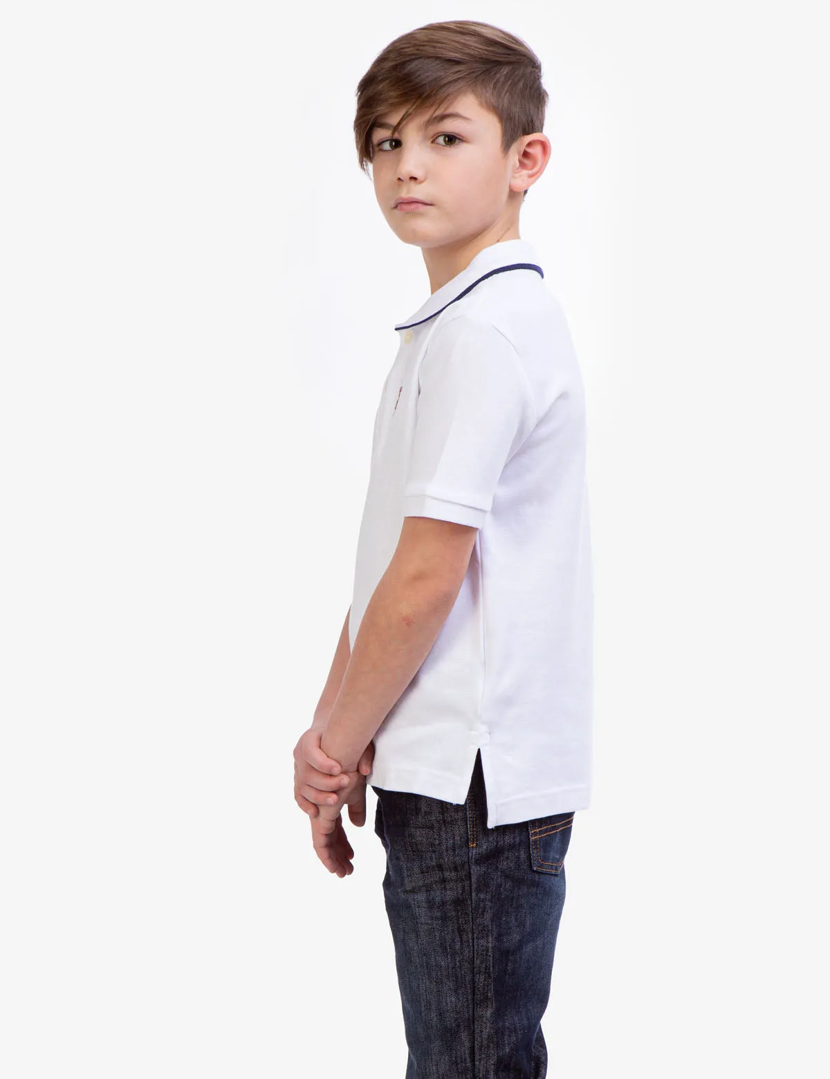 BOYS SOLID INTERLOCK POLO SHIRT