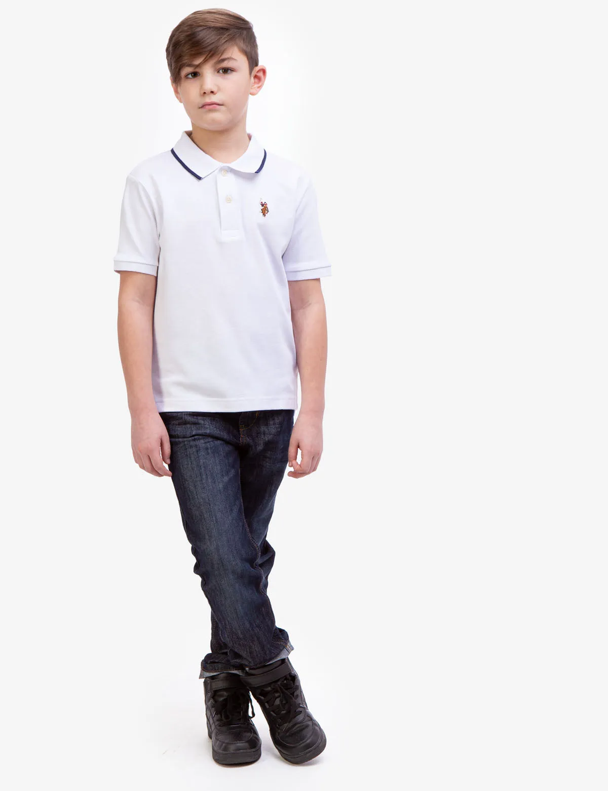 BOYS SOLID INTERLOCK POLO SHIRT