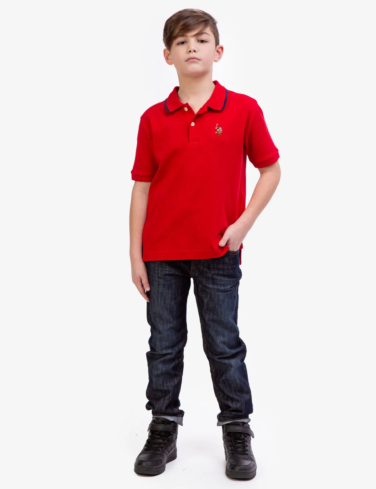 BOYS SOLID INTERLOCK POLO SHIRT