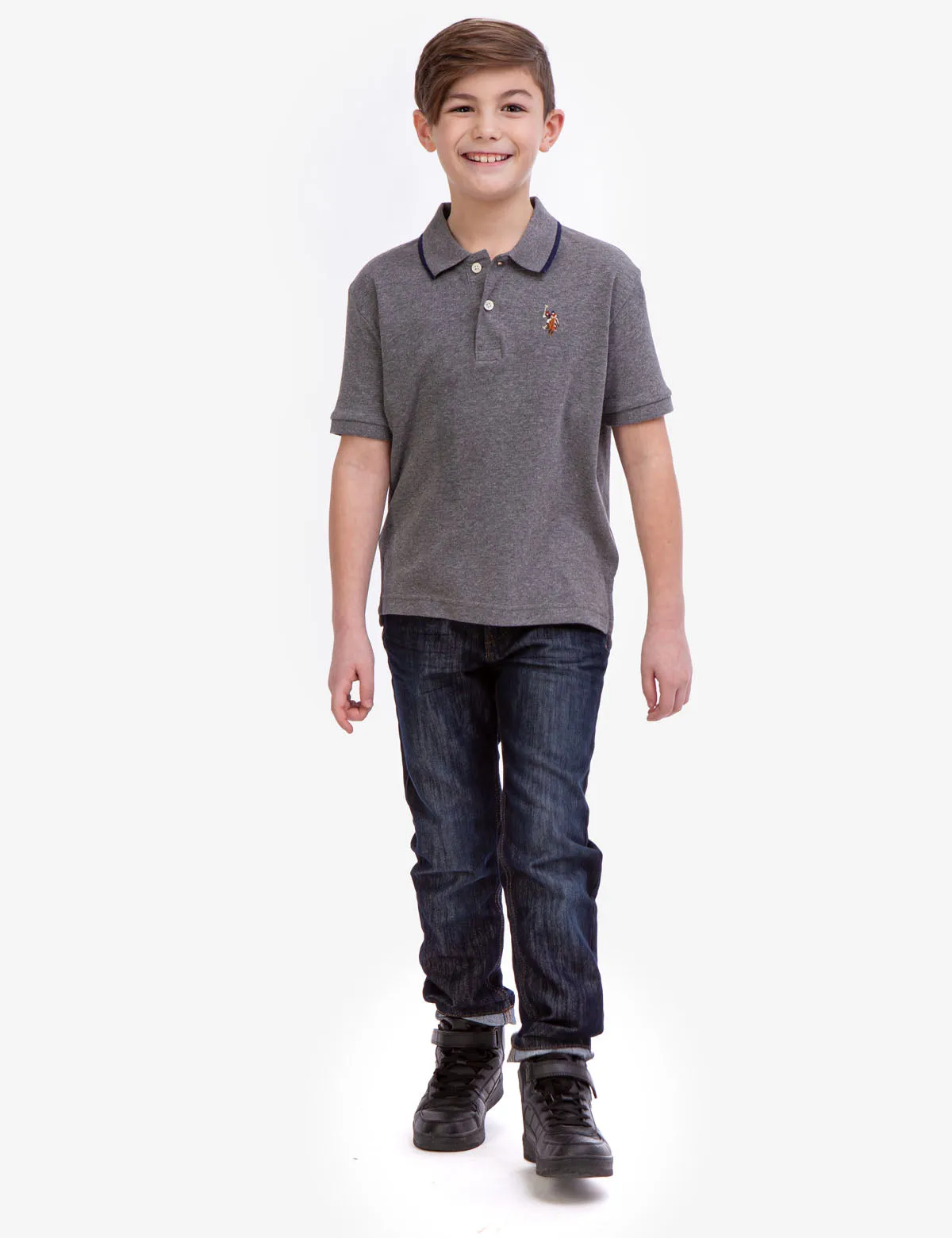 BOYS SOLID INTERLOCK POLO SHIRT