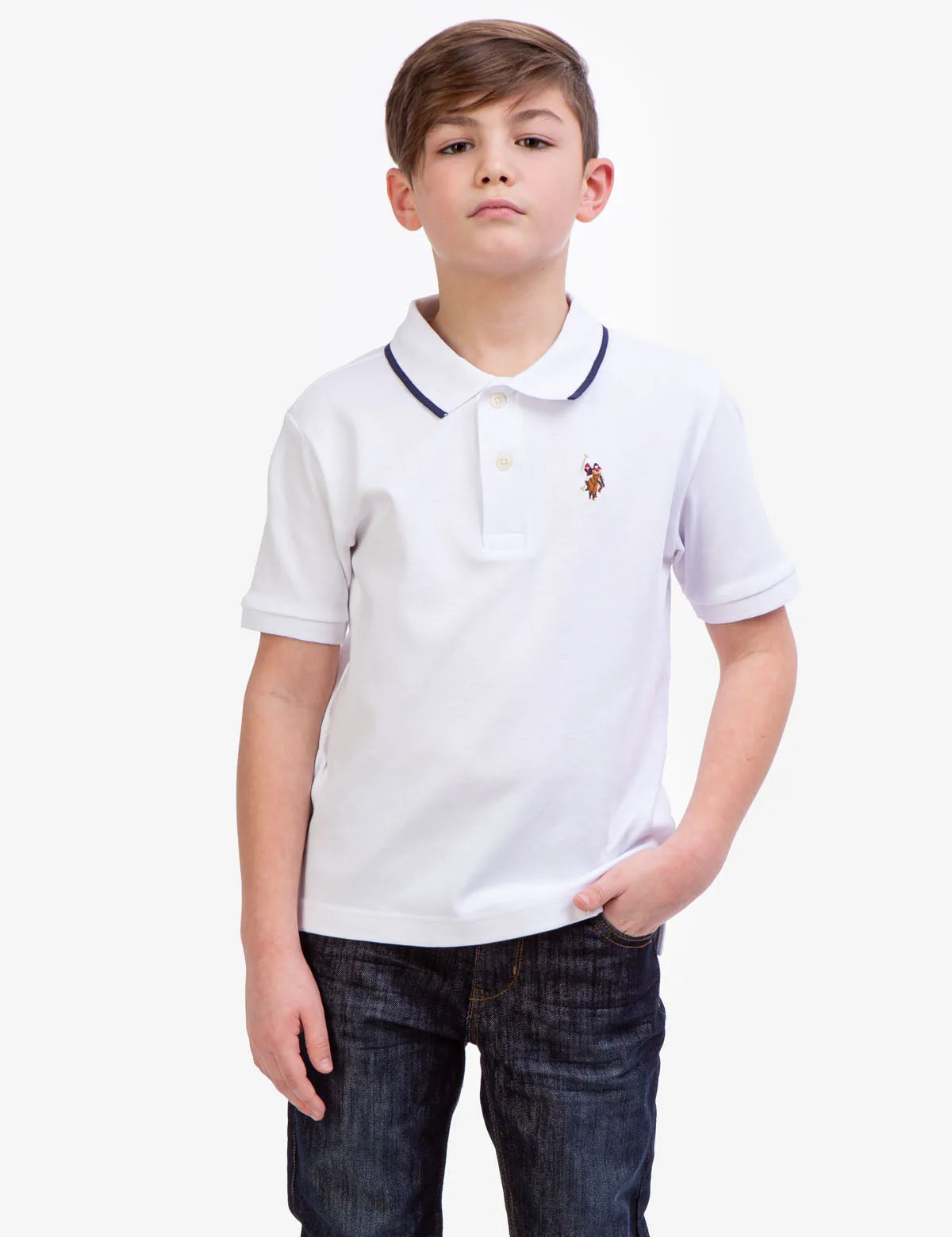 BOYS SOLID INTERLOCK POLO SHIRT