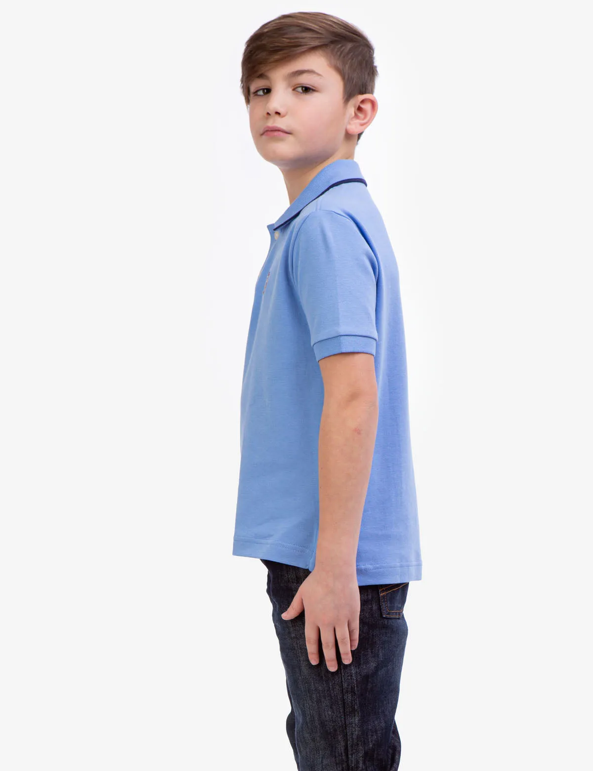 BOYS SOLID INTERLOCK POLO SHIRT