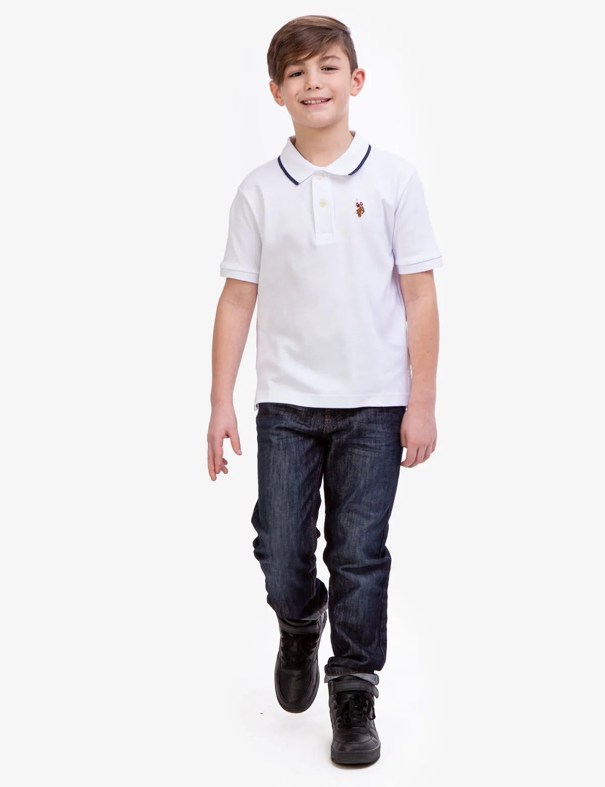 BOYS SOLID INTERLOCK POLO SHIRT