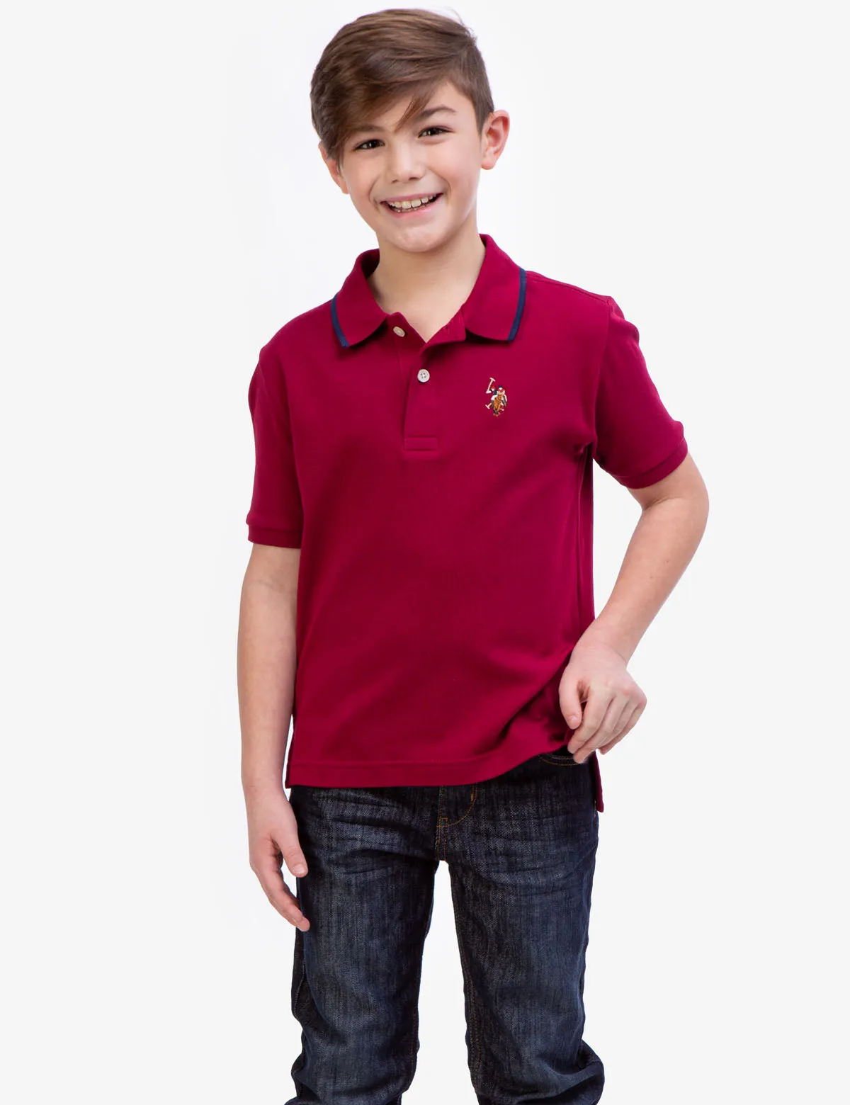 BOYS SOLID INTERLOCK POLO SHIRT