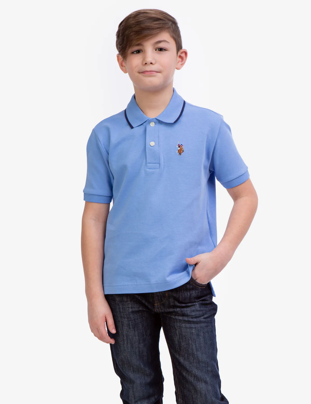 BOYS SOLID INTERLOCK POLO SHIRT