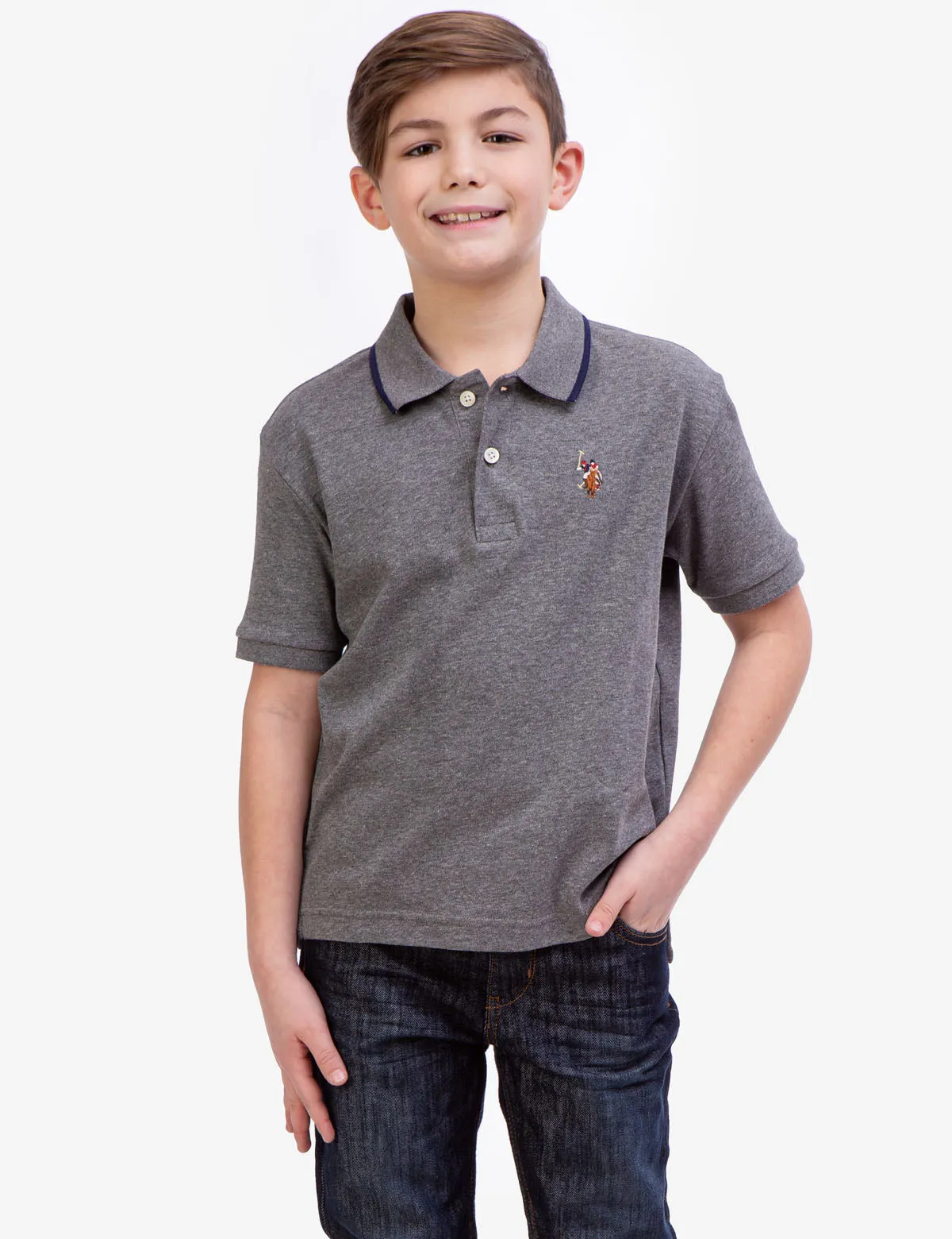 BOYS SOLID INTERLOCK POLO SHIRT