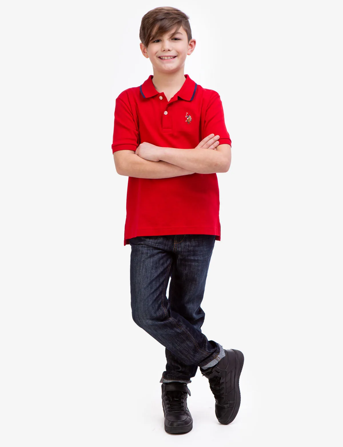 BOYS SOLID INTERLOCK POLO SHIRT