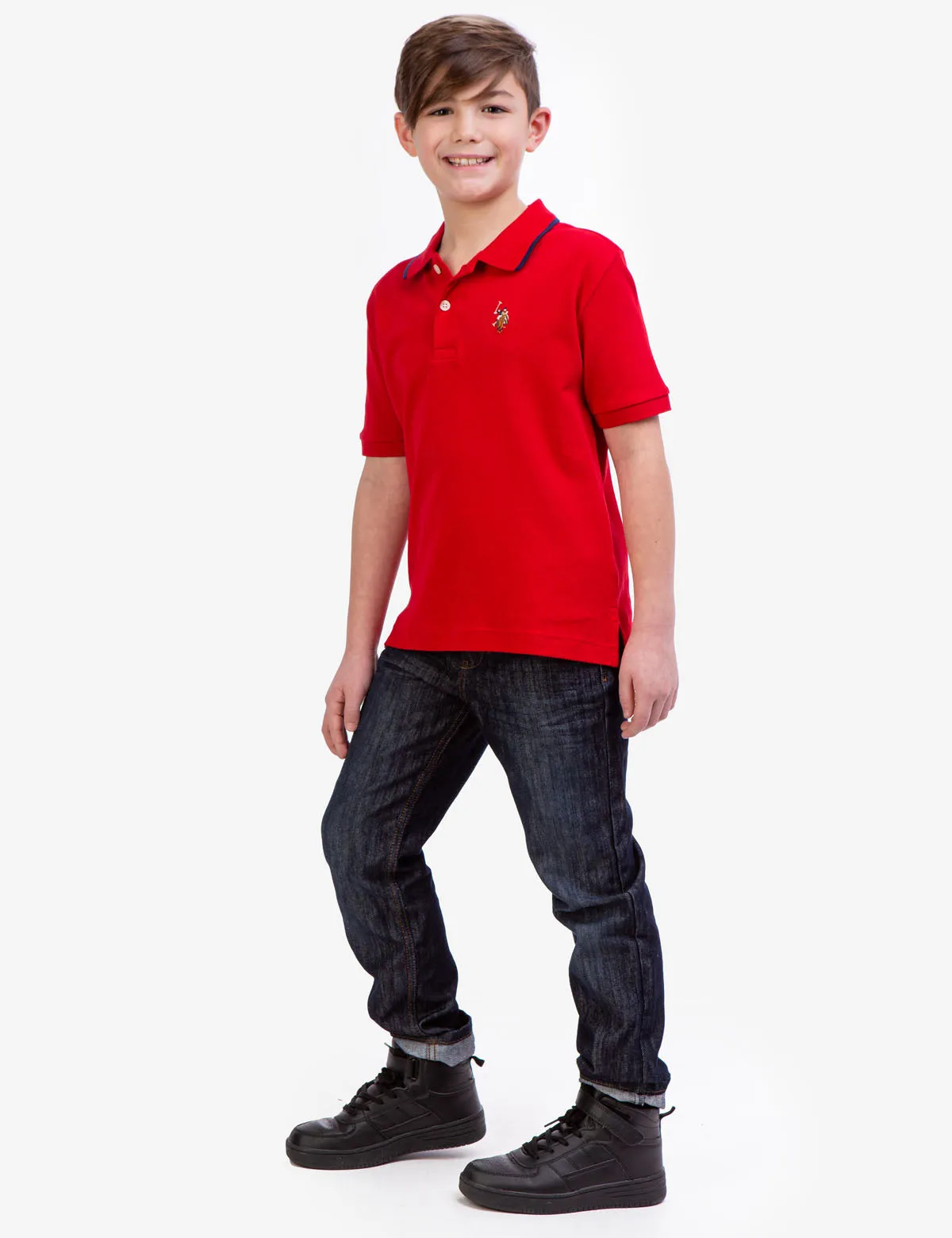 BOYS SOLID INTERLOCK POLO SHIRT