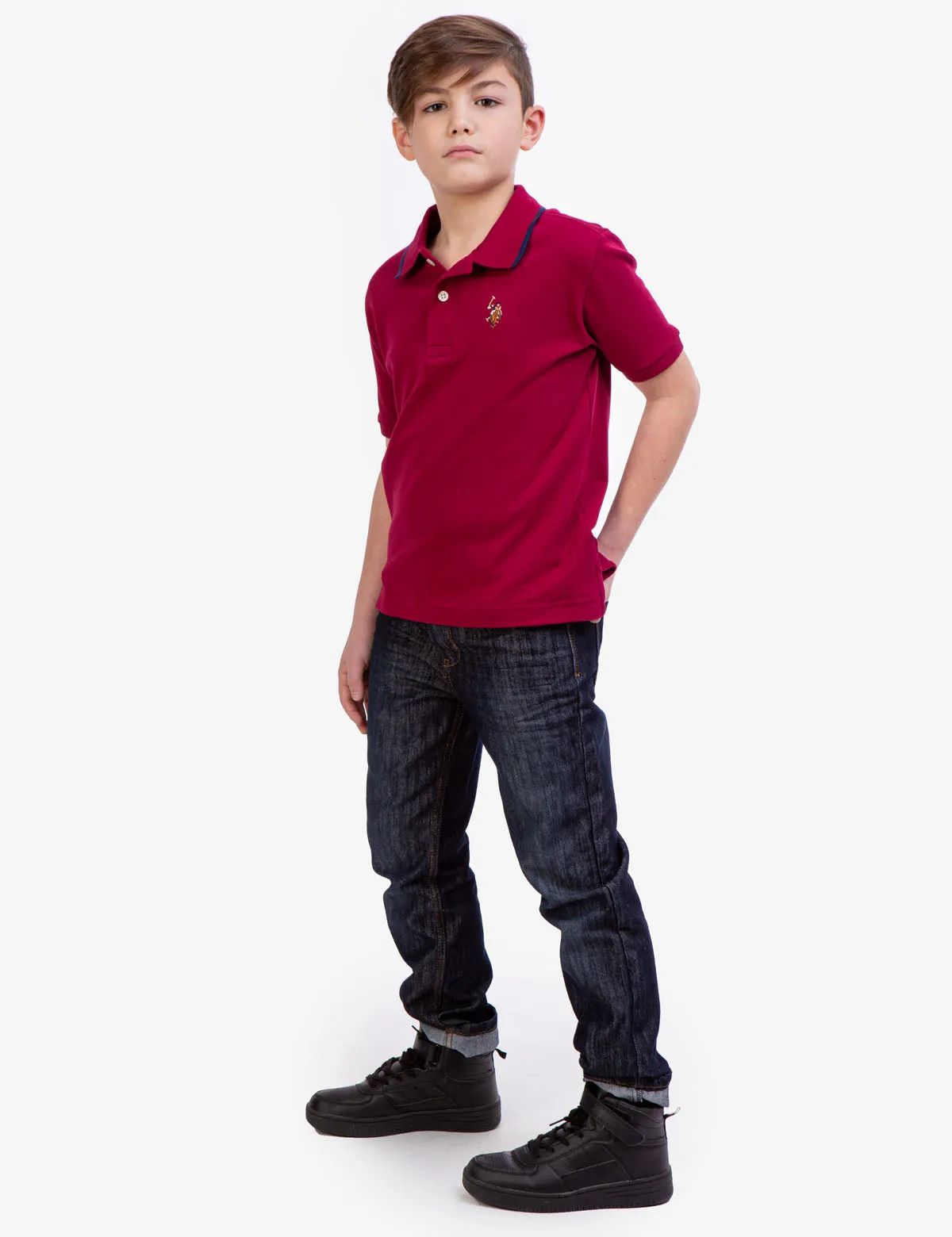 BOYS SOLID INTERLOCK POLO SHIRT