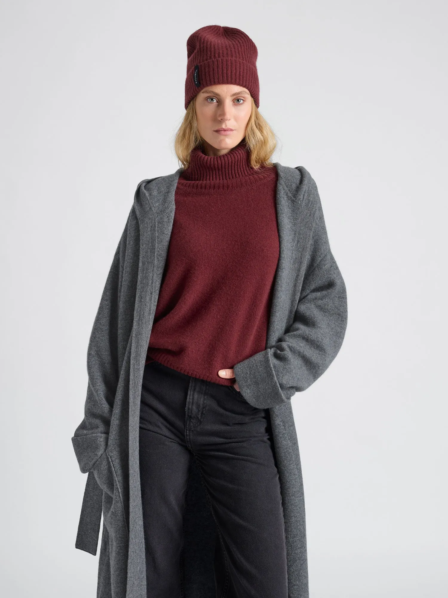 Cashmere beanie "Elli" - Bordeaux