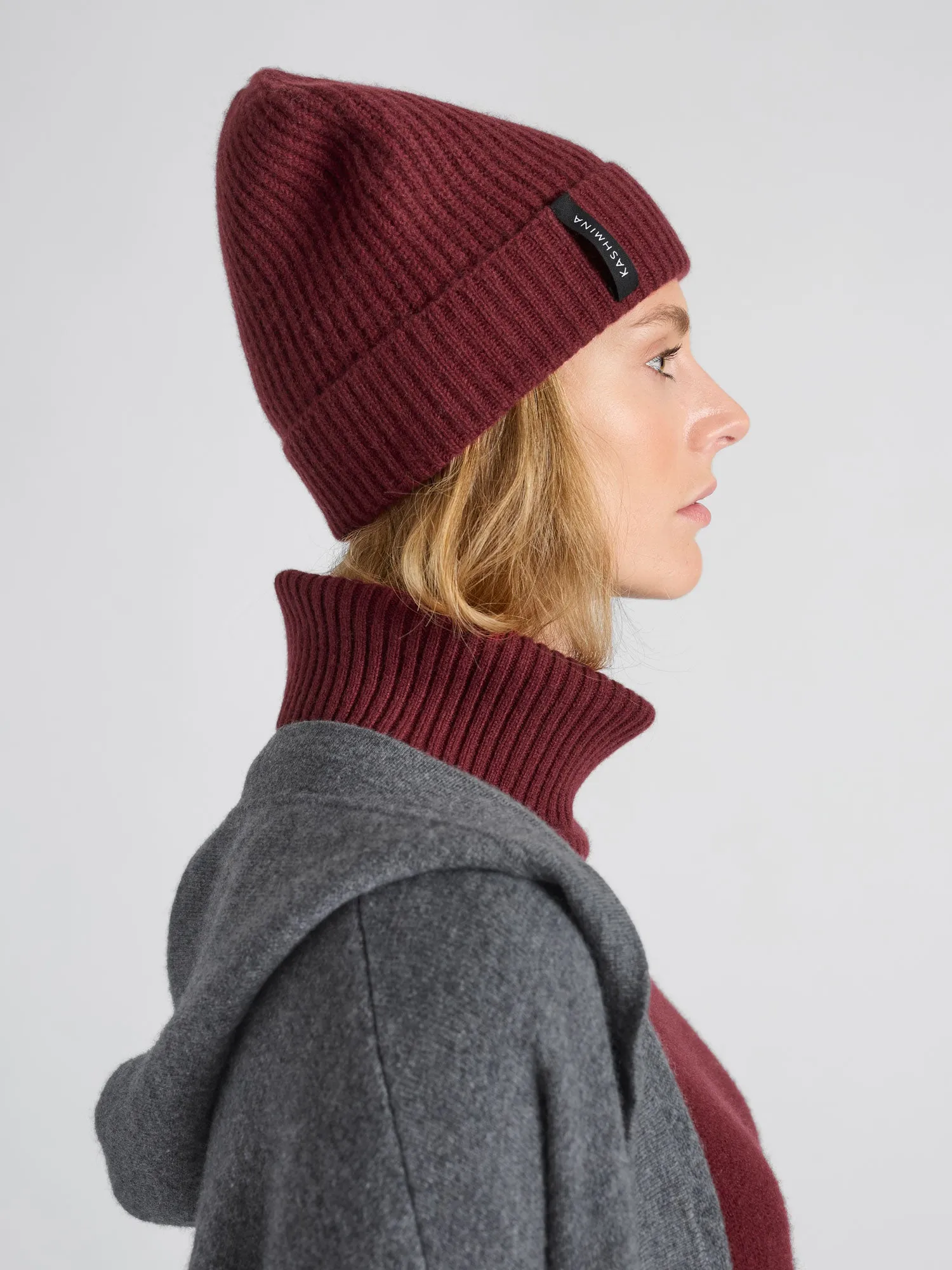 Cashmere beanie "Elli" - Bordeaux