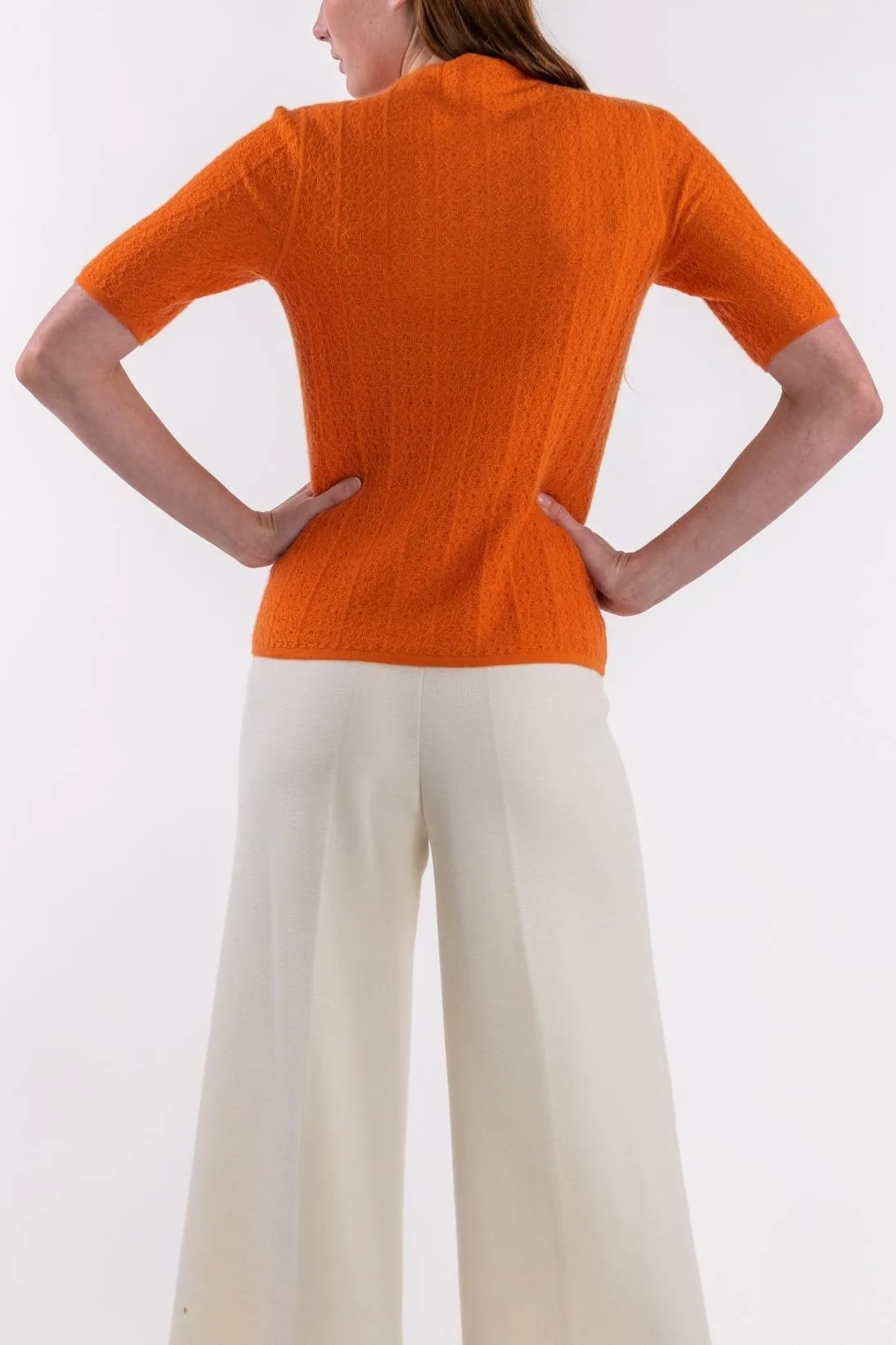 CASHMERE MESH STITCH TURTLENECK