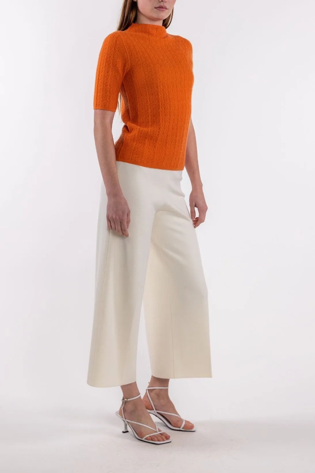 CASHMERE MESH STITCH TURTLENECK