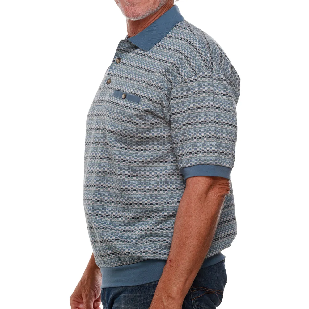 Classics by Palmland Jacquard Short Sleeve Banded Bottom Shirt 6091-101 Marine