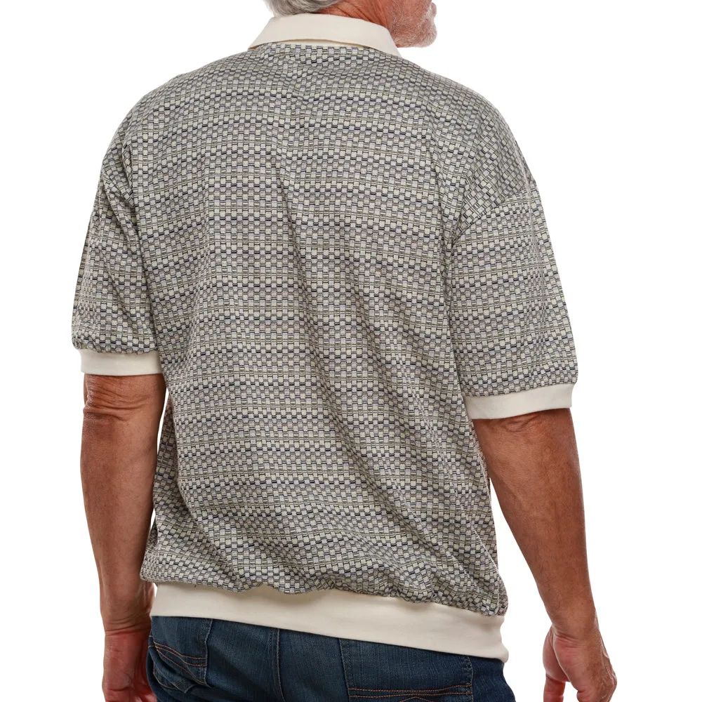 Classics by Palmland Jacquard Short Sleeve Banded Bottom Shirt 6091-101 Natural