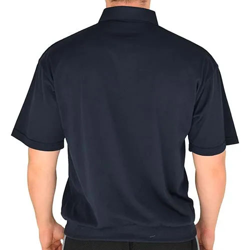 Classics by Palmland Two Pocket Knit Short Sleeve Banded Bottom Shirt 6010-656 Big and Tall-Navy