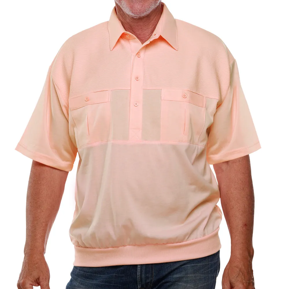 Classics by Palmland Two Pocket Knit Short Sleeve Banded Bottom Shirt  6010-656 Peach