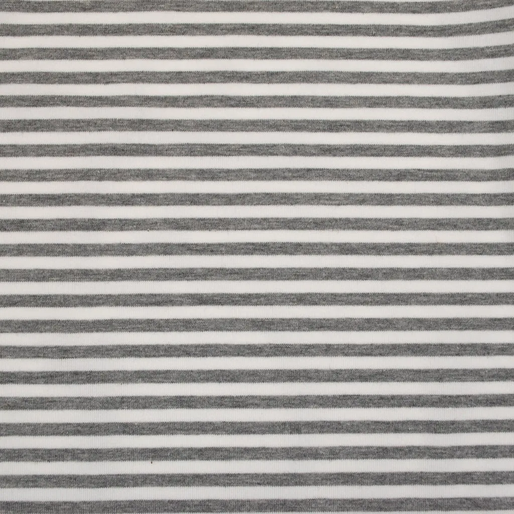 Cotton Jersey - Silver & White Stripe