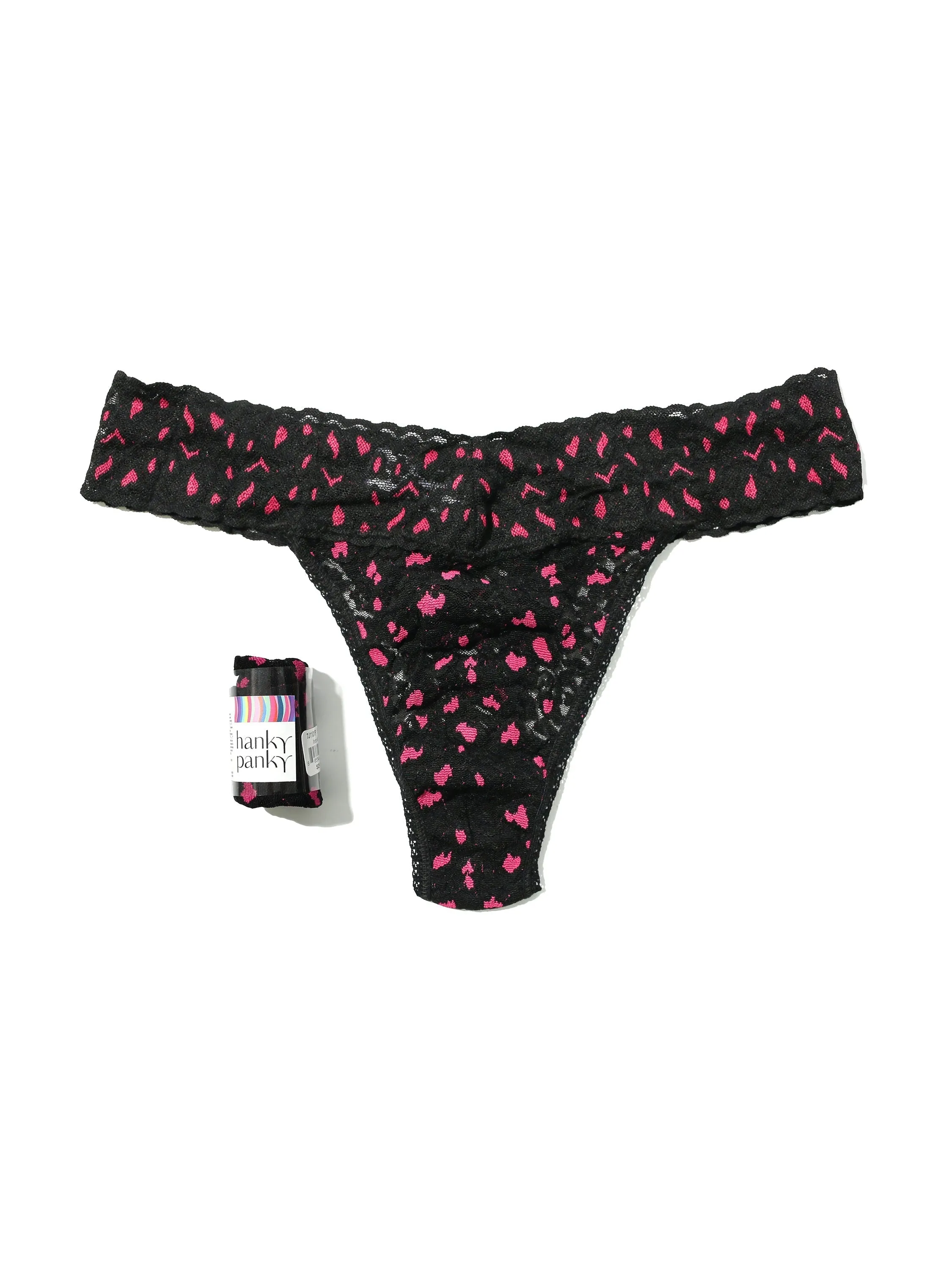 Cross-Dyed Leopard Original Rise Thong Black/Tulip Pink