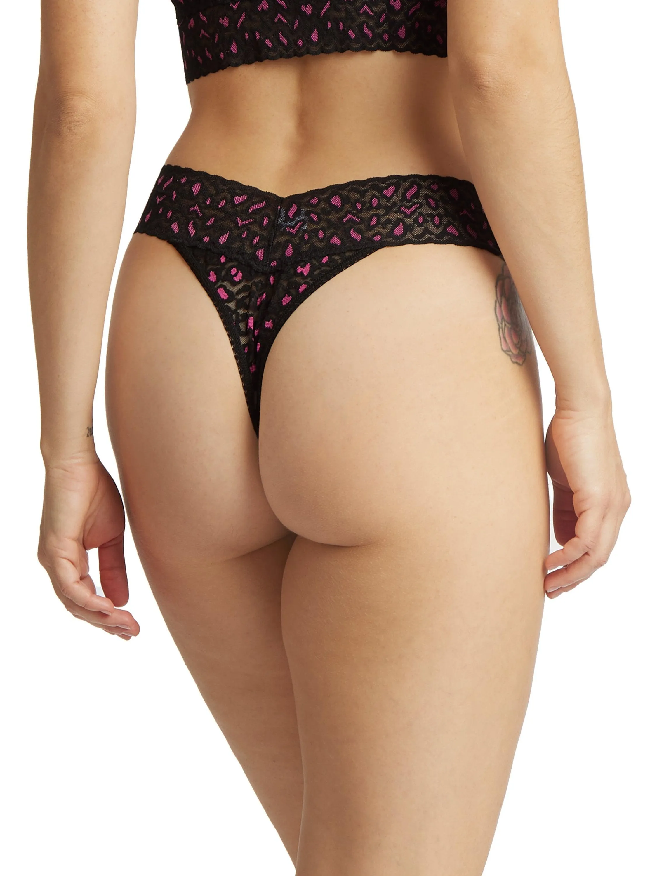 Cross-Dyed Leopard Original Rise Thong Black/Tulip Pink