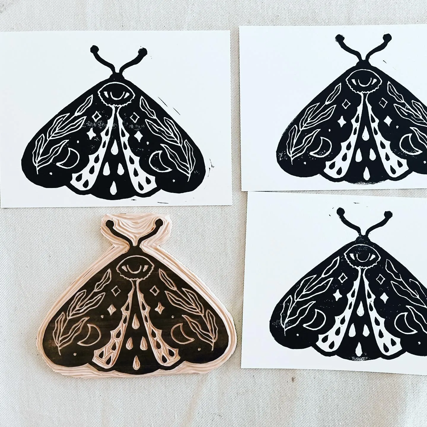 Crying Moth Linocut 5x7 Print